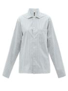 Ladies Lingerie Tekla - Striped Organic-cotton Poplin Pyjama Shirt - Womens - Blue Stripe