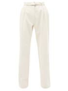 Peter Do - Belted Pleated Wide-leg Jeans - Womens - Ivory
