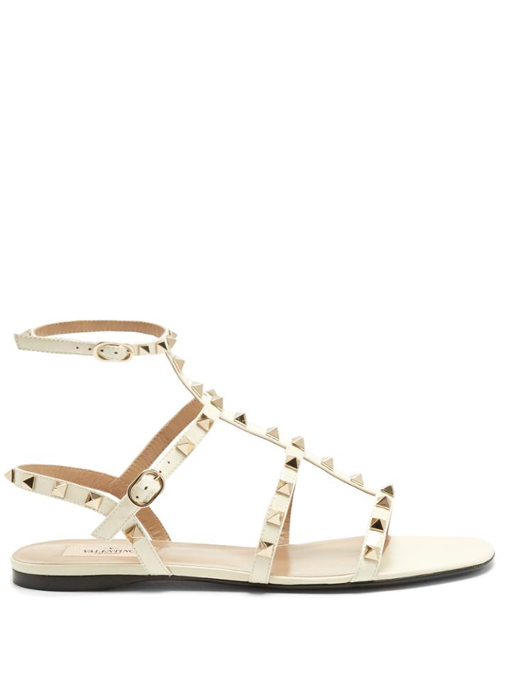 Valentino Rockstud Patent-leather Flat Sandals