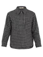 Marni Point-collar Half-zip Checked Wool Top