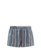 Asceno - London Striped Silk Pyjama Shorts - Womens - Blue Stripe