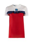 Matchesfashion.com Prada - Ruffle Trimmed Chiffon T Shirt - Womens - Red Multi