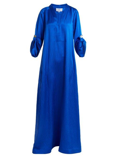 Matchesfashion.com Rebecca De Ravenel - Athena V Neck Kaftan - Womens - Blue