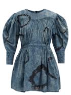 Matchesfashion.com Mimi Prober - Austen Gigot-sleeve Organic-cotton Mini Dress - Womens - Indigo