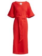 Matchesfashion.com Anaak - Kai Belted Cotton Kaftan - Womens - Red