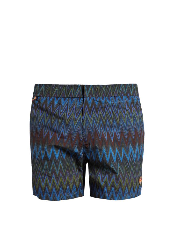 Missoni Striped Chevron-print Swim Shorts