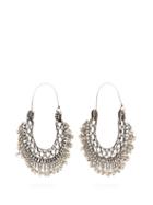 Matchesfashion.com Saint Laurent - Silver Tone Logo Charm Hoop Earrings - Womens - Silver