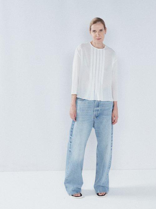 Raey - Tuck-front Silk Top - Womens - Ivory