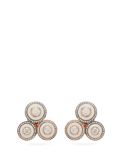 Matchesfashion.com Selim Mouzannar - Mina Diamond & 18kt Rose Gold Earrings - Womens - White