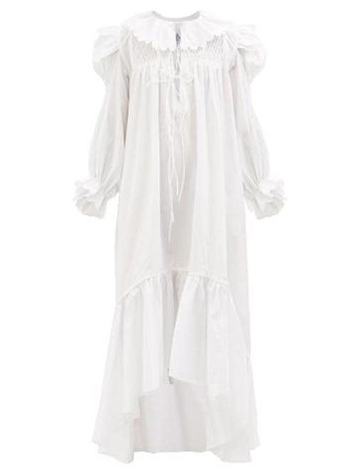 Horror Vacui - Defensia Ruffled Cotton-poplin Dress - Womens - White