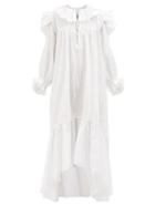 Horror Vacui - Defensia Ruffled Cotton-poplin Dress - Womens - White