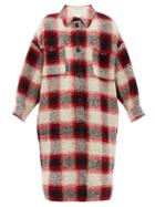 Matchesfashion.com Isabel Marant Toile - Gabrion Single-breasted Checked Wool-blend Coat - Womens - Red Multi