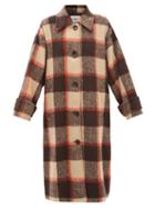 Stand Studio - Alexia Brushed Check Faux-fur Coat - Womens - Red Multi