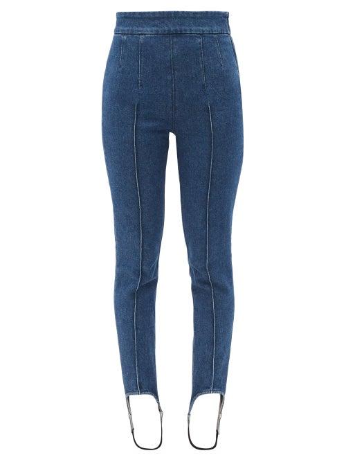 Matchesfashion.com Isabel Marant - Nanouli Acid-washed Denim Stirrup Leggings - Womens - Navy