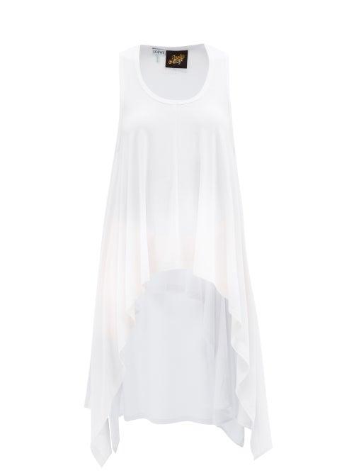 Loewe Paula's Ibiza - Dipped-hem Jersey Tank Top - Womens - White
