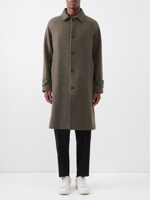 Officine Gnrale - Hudson Houndstooth Wool-blend Overcoat - Mens - Khaki Multi