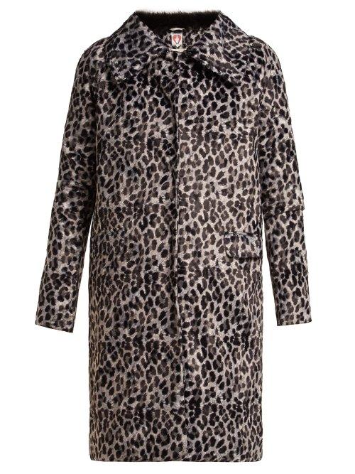 Matchesfashion.com Shrimps - Erin Leopard Print Single Breasted Coat - Womens - Grey Multi