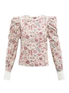 Matchesfashion.com Isabel Marant - Celwood Puff-shoulder Floral-print Cotton Top - Womens - Cream Print