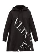 Matchesfashion.com Valentino - Logo Print Cotton Jersey Hooded Sweatshirt - Womens - Black White