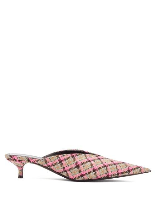 Matchesfashion.com Balenciaga - Knife Point Toe Checked Mules - Womens - Multi