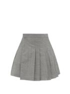 Matchesfashion.com Matthew Adams Dolan - Pleated Houndstooth Wool-blend Mini Skirt - Womens - Black White