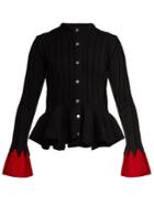 Alexander Mcqueen Peplum-hem Wool-blend Cardigan