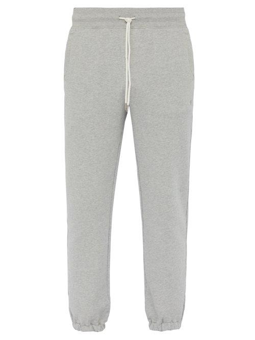 Matchesfashion.com Frame - Monogram Embroidered Cotton Track Pants - Mens - Grey
