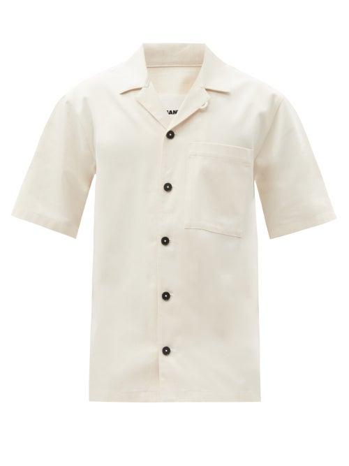 Matchesfashion.com Jil Sander - Wave-patch Cotton-herringbone Shirt - Mens - Beige