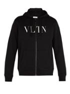 Matchesfashion.com Valentino - Logo Print Hooded Cotton Sweatshirt - Mens - Black