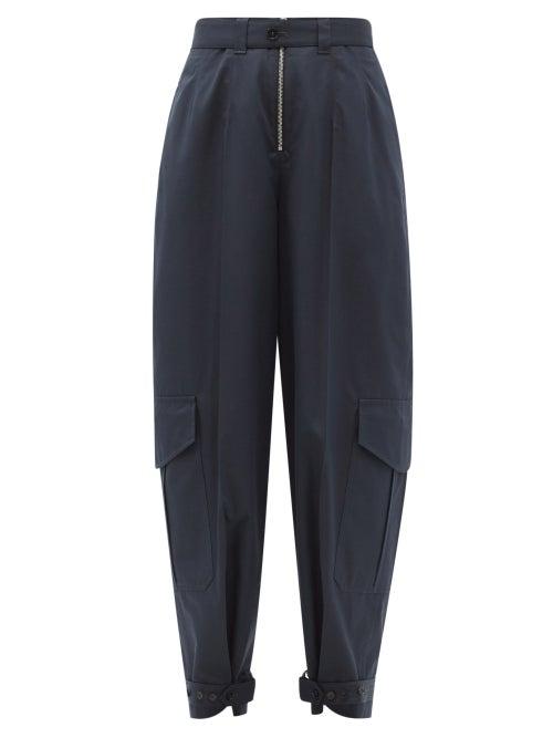 Matchesfashion.com Jil Sander - Belted Cotton-twill Tapered Cargo Trousers - Womens - Navy