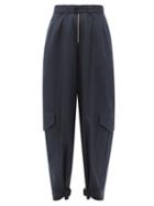 Matchesfashion.com Jil Sander - Belted Cotton-twill Tapered Cargo Trousers - Womens - Navy