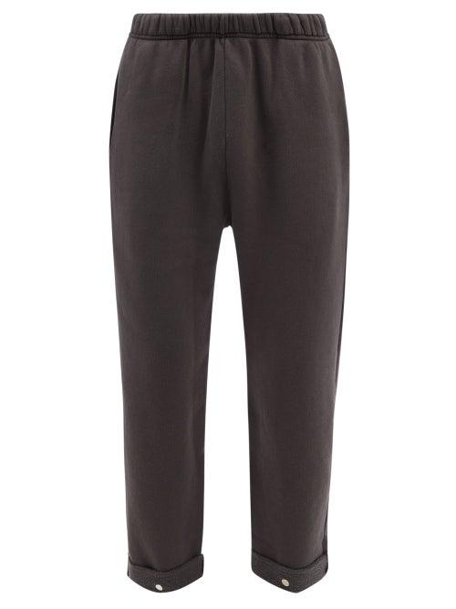 Les Tien - Snap-front Brushed-back Cotton Track Pants - Mens - Black