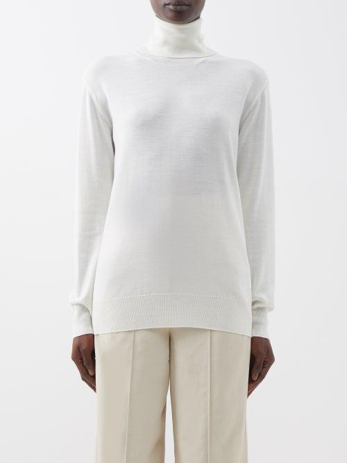 Jil Sander - Superfine Merino Roll-neck Sweater - Womens - Ecru