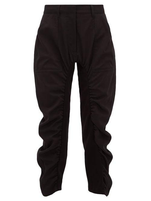 Matchesfashion.com Stella Mccartney - Tina Cropped Ruched Twill Trousers - Womens - Black