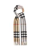 Burberry - Giant Check Fringed Cashmere Scarf - Womens - Pink Multi