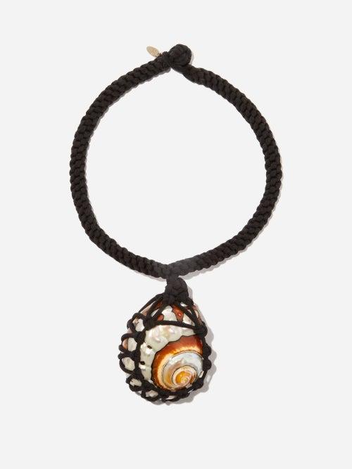 Chlo - Larry Shell-charm Braided Silk Necklace - Womens - Black