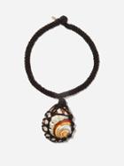 Chlo - Larry Shell-charm Braided Silk Necklace - Womens - Black