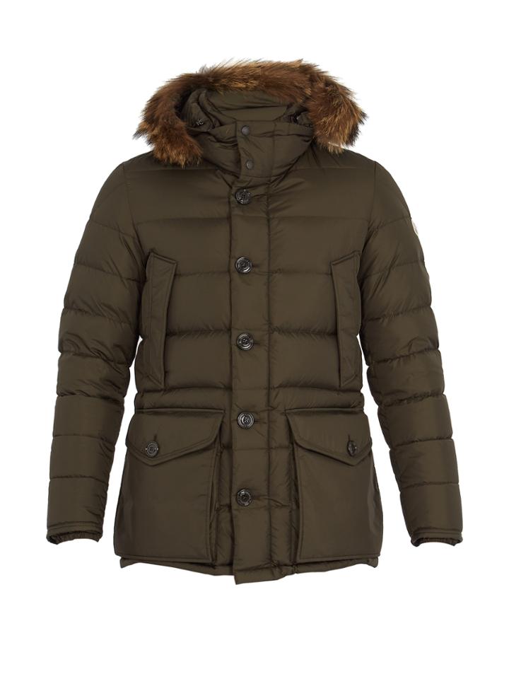 Moncler Cluny Fur-trimmed Down Coat