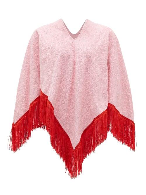 Matchesfashion.com Gabriel For Sach - Fringed Cotton-terry Poncho - Womens - Pink Multi