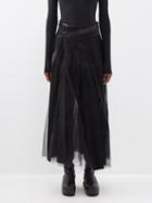 Junya Watanabe - Faux Fur And Tulle Midi Skirt - Womens - Black