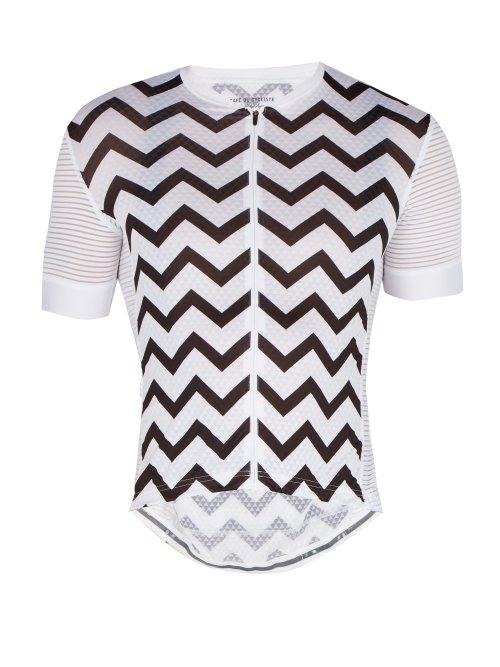 Matchesfashion.com Caf Du Cycliste - Micheline Zigzag Print Cycle Top - Mens - Black White