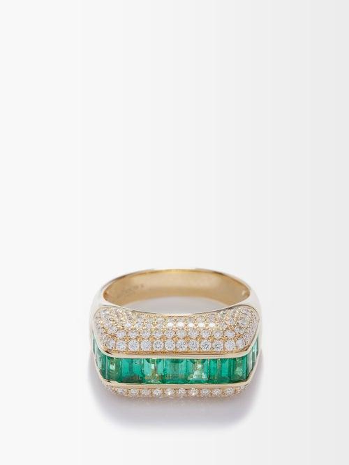 Rainbow K - Empress Diamond, Emerald & 18kt Gold Ring - Womens - Green Gold