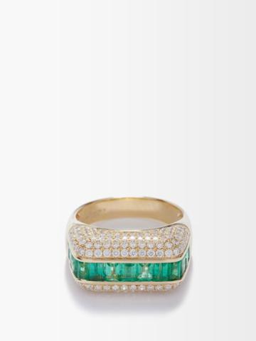 Rainbow K - Empress Diamond, Emerald & 18kt Gold Ring - Womens - Green Gold