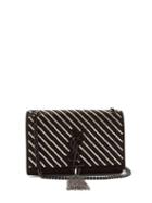 Matchesfashion.com Saint Laurent - Kate Crystal Embellished Suede Cross Body Bag - Womens - Black Silver