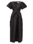 Matchesfashion.com Preen By Thornton Bregazzi - Jayda Wrap-waist Silk-taffeta Dress - Womens - Black