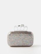 Alexander Mcqueen - Skull Four Ring Glitter-plexiglass Clutch Bag - Womens - Silver Multi
