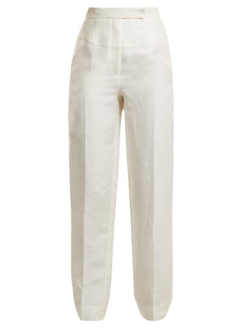 Matchesfashion.com Amanda Wakeley - High Rise Tapered Trousers - Womens - Ivory