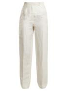 Matchesfashion.com Amanda Wakeley - High Rise Tapered Trousers - Womens - Ivory