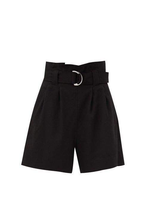 Matchesfashion.com Ganni - Paperbag-waist Crepe Shorts - Womens - Black