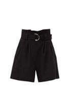 Matchesfashion.com Ganni - Paperbag-waist Crepe Shorts - Womens - Black